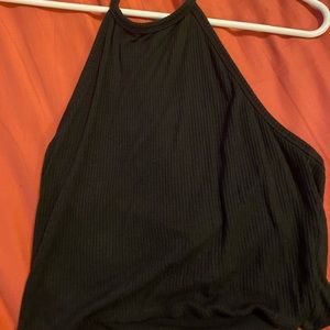 Black halter rubbed crop top